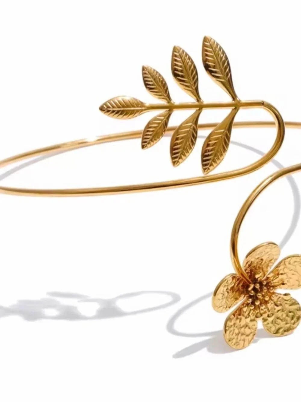 Gold plated Floral and Leaf Wrap Bracelet